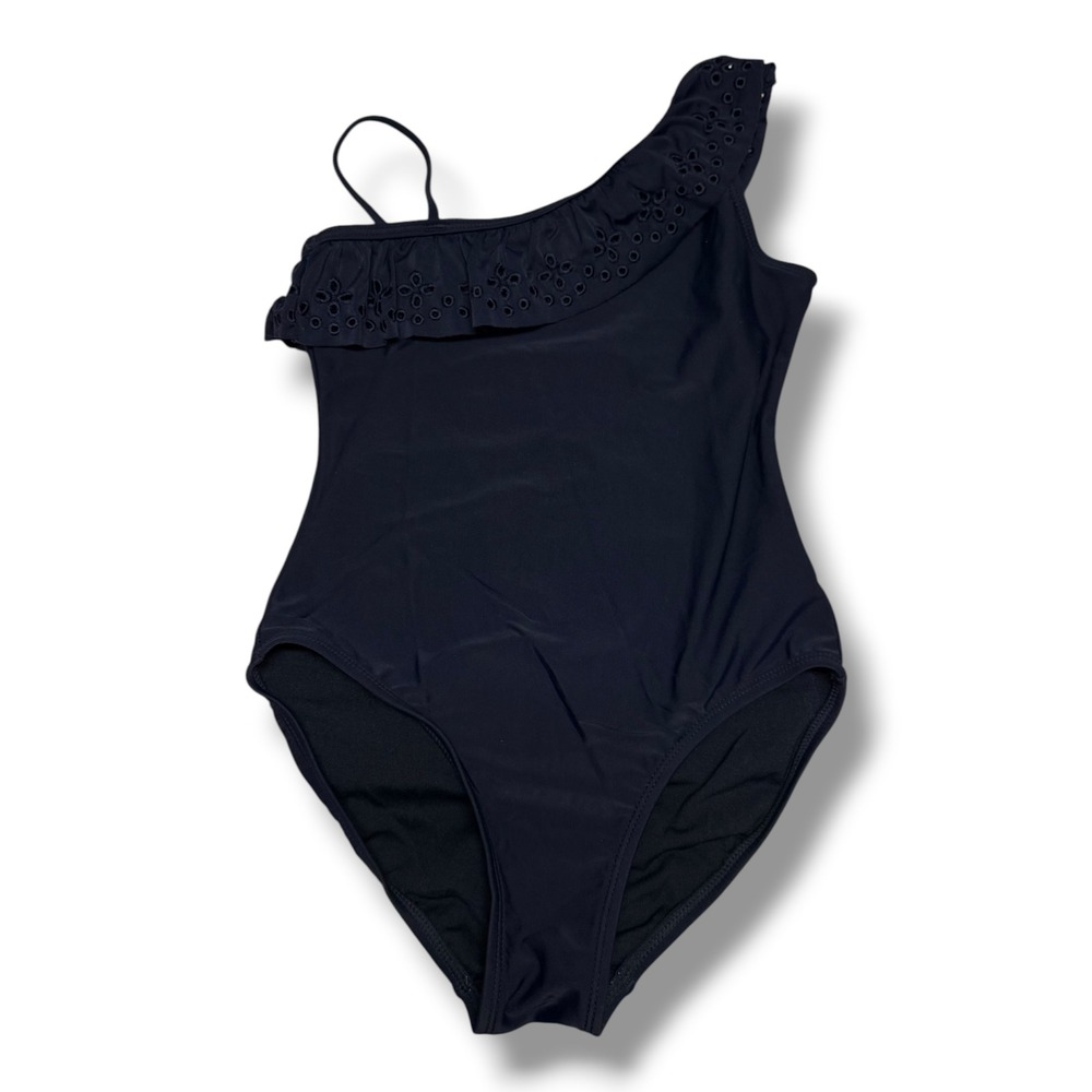 Gap GapKids Girls Navy Blue One Shoulder Eyelet Ruffle One Piece‎ Swimsuit M 8